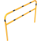 Protective bar made of steel tubing |  60 x 2.5 mm | with crossbar | total width: 2000 mm | total height: 1400 mm | hot-dip galvanized and yellow coatedwith black warning stripes